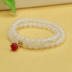 Fortune Jewel Natural Chalcedony Red Agate Bead Double Layer Harmony Positive Bracelet