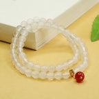 Fortune Jewel Natural Chalcedony Red Agate Bead Double Layer Harmony Positive Bracelet