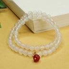 Fortune Jewel Natural Chalcedony Red Agate Bead Double Layer Harmony Positive Bracelet