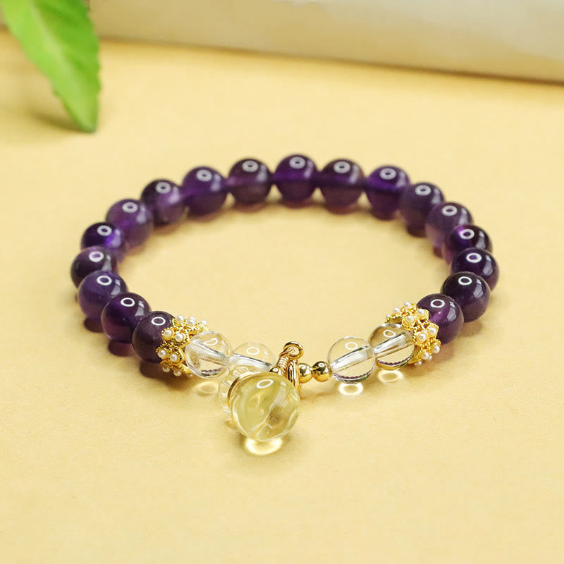 Fortune Jewel Natural Amethyst Citrine Money Bag Balance Bracelet