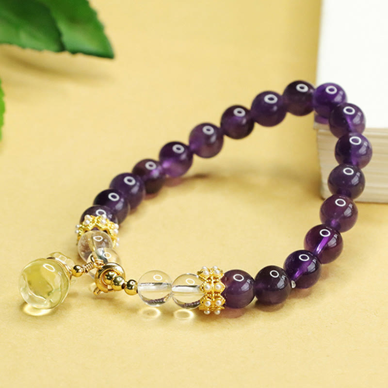 Fortune Jewel Natural Amethyst Citrine Money Bag Balance Bracelet