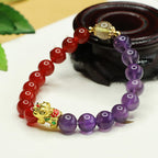 Fortune Jewel Natural Amethyst Red Agate Pi Xiu Balance Bracelet