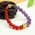 Fortune Jewel Natural Amethyst Red Agate Pi Xiu Balance Bracelet