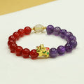 Fortune Jewel Natural Amethyst Red Agate Pi Xiu Balance Bracelet