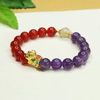 Fortune Jewel Natural Amethyst Red Agate Pi Xiu Balance Bracelet