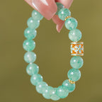 Fortune Jewel 925 Sterling Silver Green Strawberry Quartz Flower Calm Bracelet