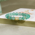 Fortune Jewel 925 Sterling Silver Green Strawberry Quartz Flower Calm Bracelet