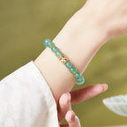 Fortune Jewel 925 Sterling Silver Green Strawberry Quartz Flower Calm Bracelet