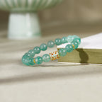 Fortune Jewel 925 Sterling Silver Green Strawberry Quartz Flower Calm Bracelet