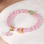 Buddha Stones 925 Sterling Silver Cat's Eye Hetian Jade Butterfly Peace Lock Charm Peace Bracelet