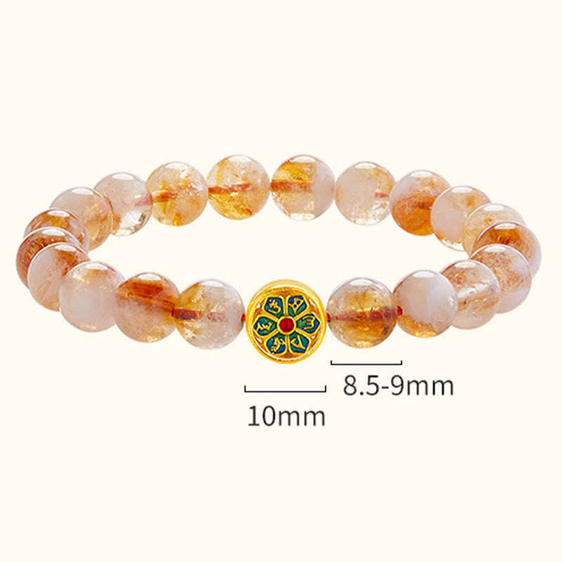 Fortune Jewel 999 Sterling Silver Citrine Om Mani Padme Hum Protection Bracelet