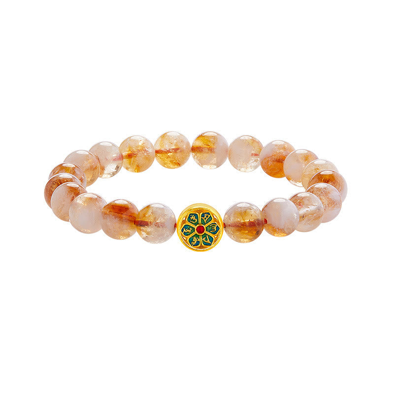 Fortune Jewel 999 Sterling Silver Citrine Om Mani Padme Hum Protection Bracelet