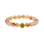 Fortune Jewel 999 Sterling Silver Citrine Om Mani Padme Hum Protection Bracelet