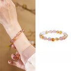 Fortune Jewel 999 Sterling Silver Citrine Strawberry Quartz White Crystal Protection Bracelet