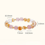 Fortune Jewel 999 Sterling Silver Citrine Strawberry Quartz White Crystal Protection Bracelet