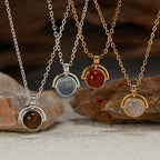 Fortune Jewel Red Agate Tiger Eye Aquamarine Moonstone 925 Sterling Silver Confidence Necklace Pendant