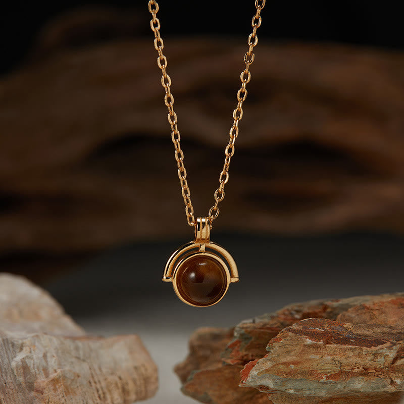 Fortune Jewel Red Agate Tiger Eye Aquamarine Moonstone 925 Sterling Silver Confidence Necklace Pendant