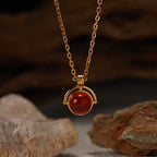 Fortune Jewel Red Agate Tiger Eye Aquamarine Moonstone 925 Sterling Silver Confidence Necklace Pendant