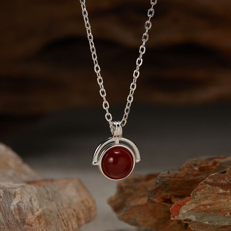 Fortune Jewel Red Agate Tiger Eye Aquamarine Moonstone 925 Sterling Silver Confidence Necklace Pendant