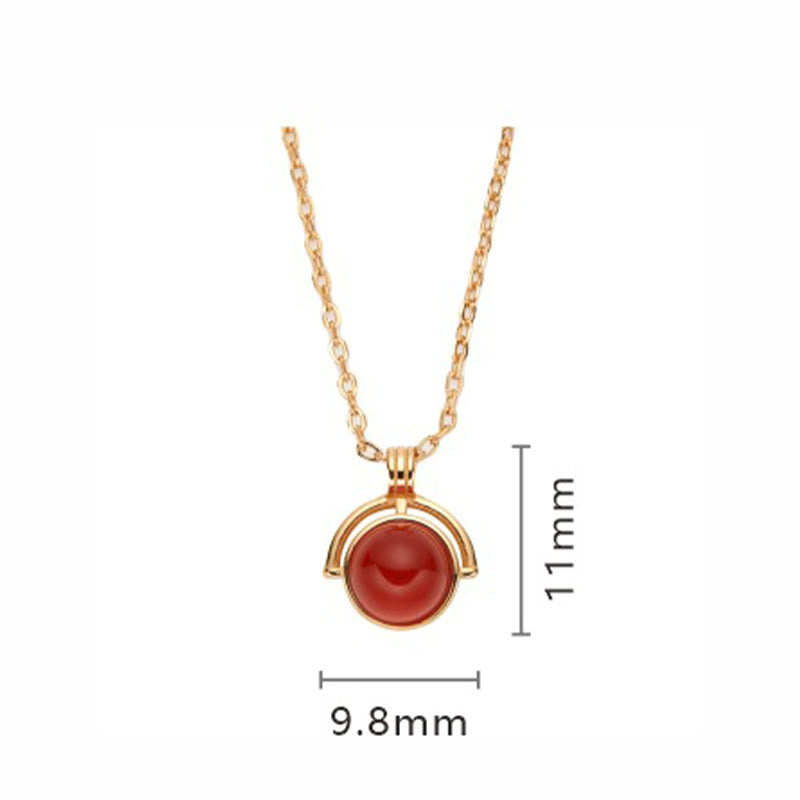 Fortune Jewel Red Agate Tiger Eye Aquamarine Moonstone 925 Sterling Silver Confidence Necklace Pendant