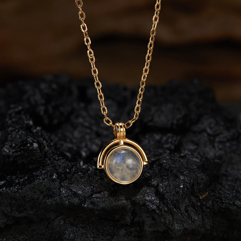 Fortune Jewel Red Agate Tiger Eye Aquamarine Moonstone 925 Sterling Silver Confidence Necklace Pendant