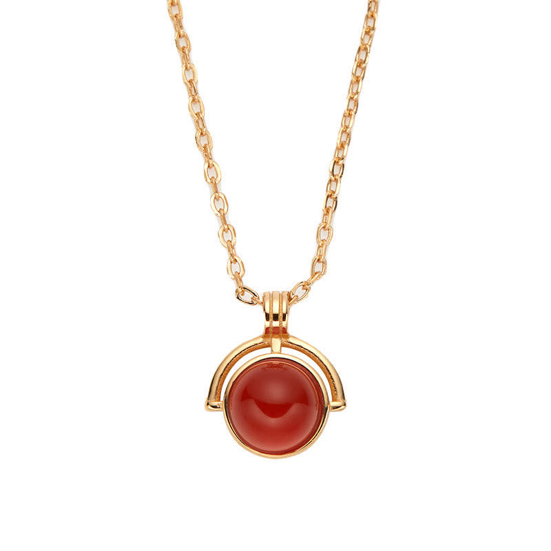 Fortune Jewel Red Agate Tiger Eye Aquamarine Moonstone 925 Sterling Silver Confidence Necklace Pendant