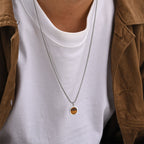 Fortune Jewel Natural Stone Turquoise Tiger Eye  Lazurite Malachite Titanium Steel Purification Necklace Pendant