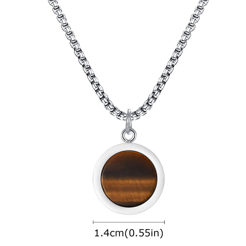 Fortune Jewel Natural Stone Turquoise Tiger Eye  Lazurite Malachite Titanium Steel Purification Necklace Pendant