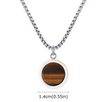 Fortune Jewel Natural Stone Turquoise Tiger Eye  Lazurite Malachite Titanium Steel Purification Necklace Pendant