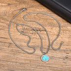 Fortune Jewel Natural Stone Turquoise Tiger Eye  Lazurite Malachite Titanium Steel Purification Necklace Pendant