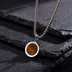 Fortune Jewel Natural Stone Turquoise Tiger Eye  Lazurite Malachite Titanium Steel Purification Necklace Pendant