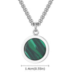 Fortune Jewel Natural Stone Turquoise Tiger Eye  Lazurite Malachite Titanium Steel Purification Necklace Pendant