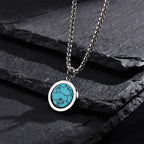 Fortune Jewel Natural Stone Turquoise Tiger Eye  Lazurite Malachite Titanium Steel Purification Necklace Pendant