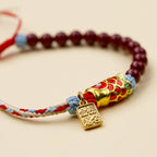 Fortune Jewel Cinnabar Beads Lucky Koi Fish Blessing Bracelet