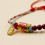 Fortune Jewel Cinnabar Beads Lucky Koi Fish Blessing Bracelet