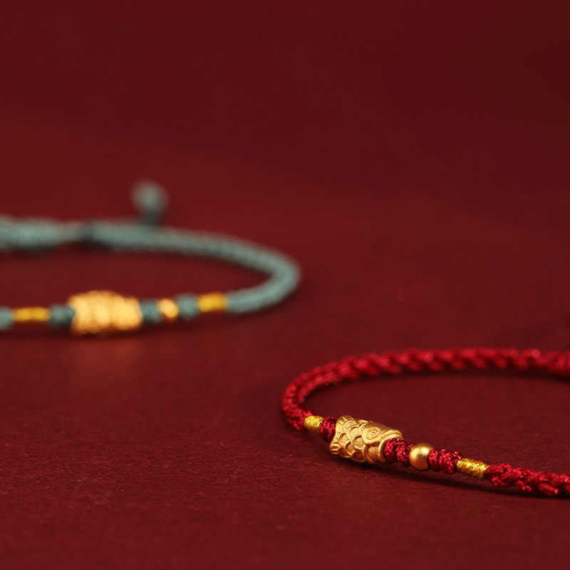 Fortune Jewel 999 Gold Luck Protection Koi Fish Handmade Braided String Bracelet