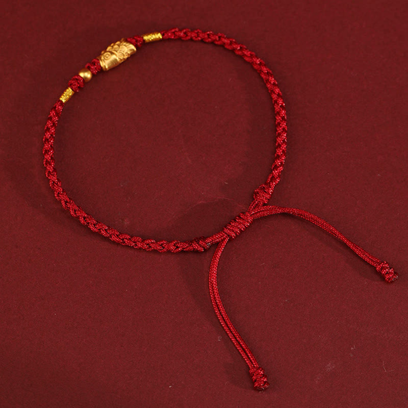 Fortune Jewel 999 Gold Luck Protection Koi Fish Handmade Braided String Bracelet