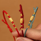 Fortune Jewel 999 Gold Luck Protection Koi Fish Handmade Braided String Bracelet