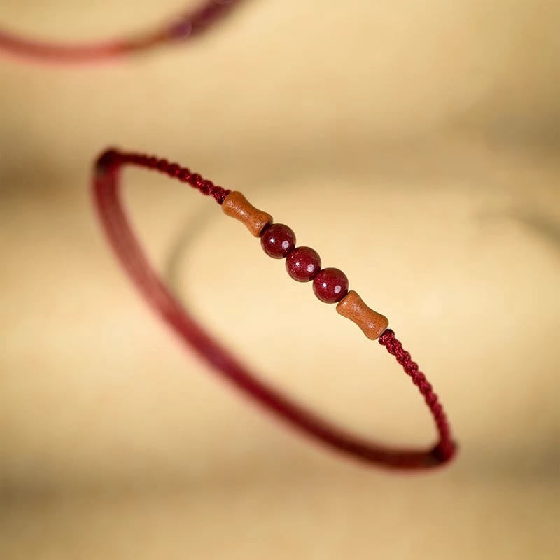 Fortune Jewel Cinnabar Beads Peach Wood Blessing String Bracelet