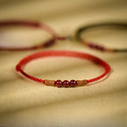 Fortune Jewel Cinnabar Beads Peach Wood Blessing String Bracelet
