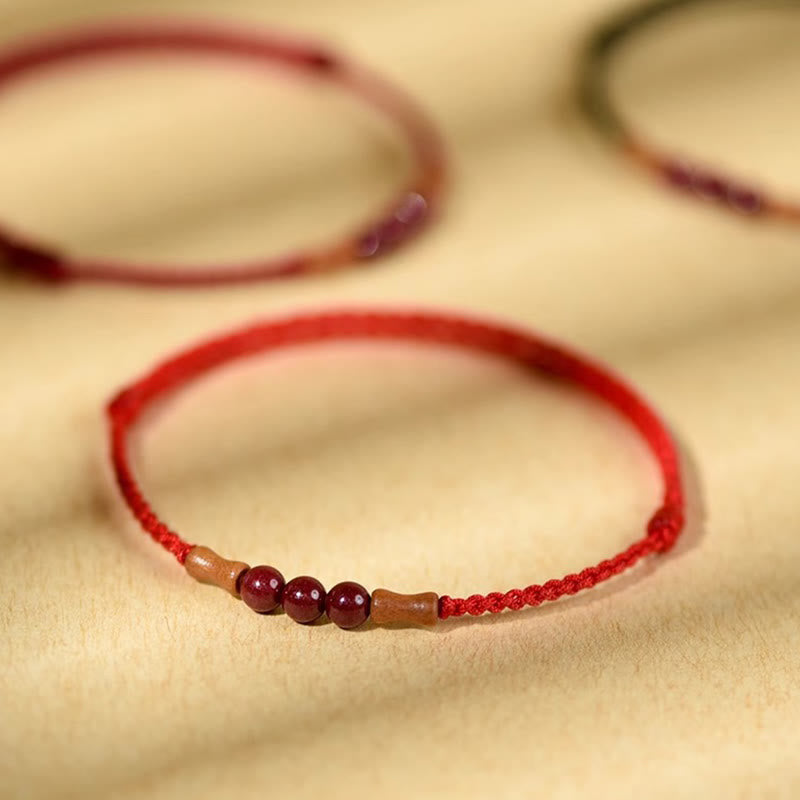 Fortune Jewel Cinnabar Beads Peach Wood Blessing String Bracelet