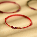 Fortune Jewel Cinnabar Beads Peach Wood Blessing String Bracelet