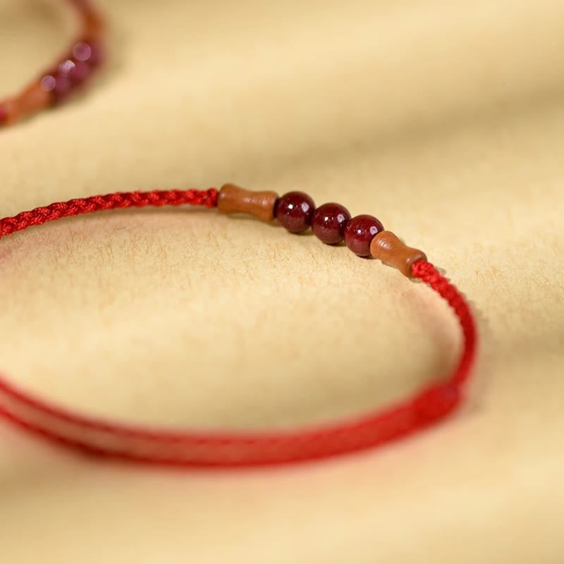 Fortune Jewel Cinnabar Beads Peach Wood Blessing String Bracelet