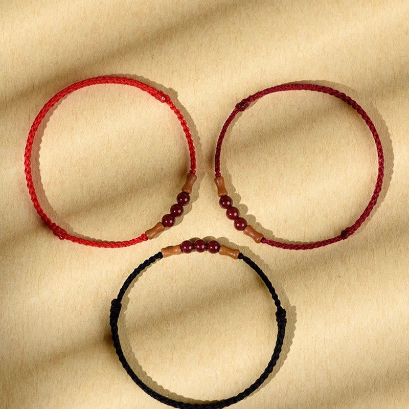 Fortune Jewel Cinnabar Beads Peach Wood Blessing String Bracelet