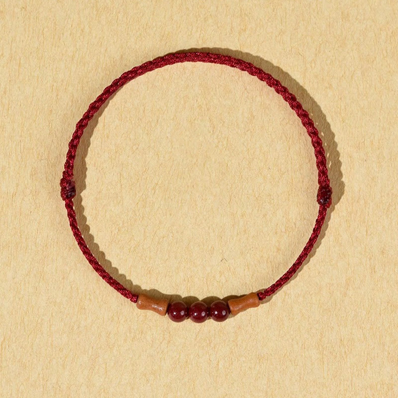 Fortune Jewel Cinnabar Beads Peach Wood Blessing String Bracelet