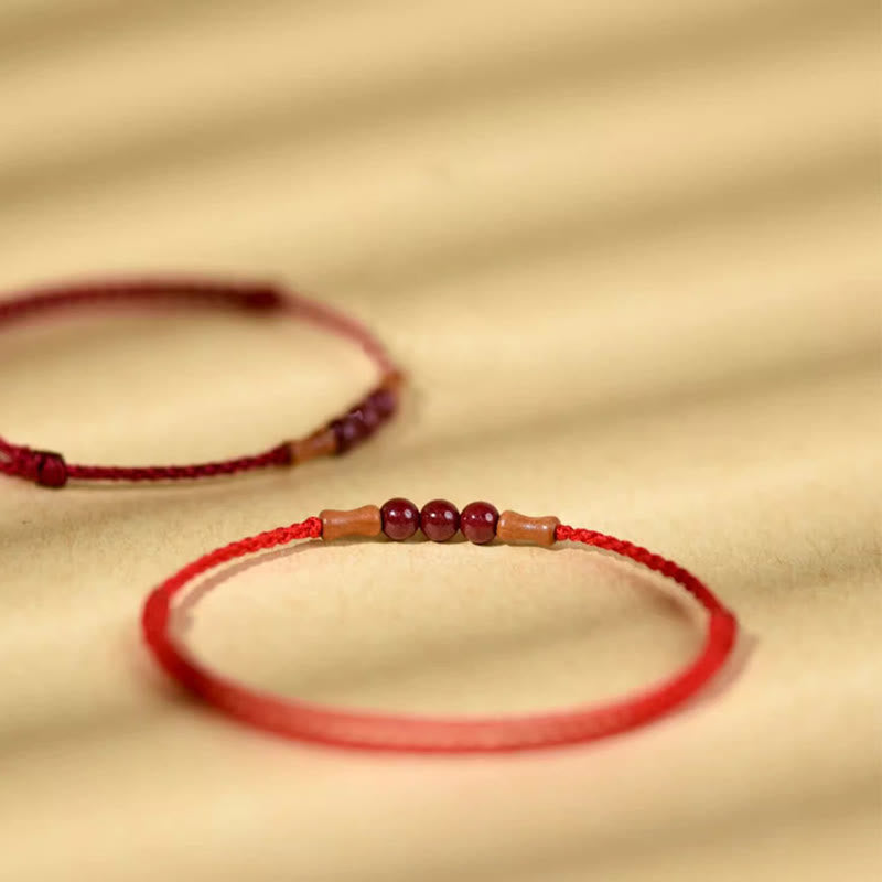 Fortune Jewel Cinnabar Beads Peach Wood Blessing String Bracelet