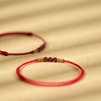 Fortune Jewel Cinnabar Beads Peach Wood Blessing String Bracelet