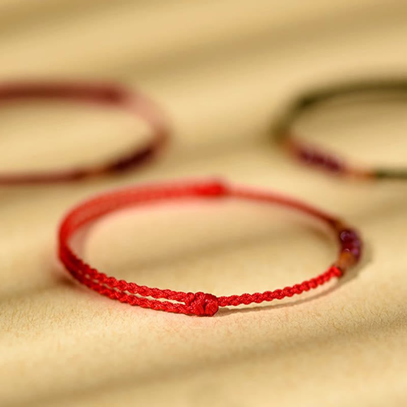 Fortune Jewel Cinnabar Beads Peach Wood Blessing String Bracelet