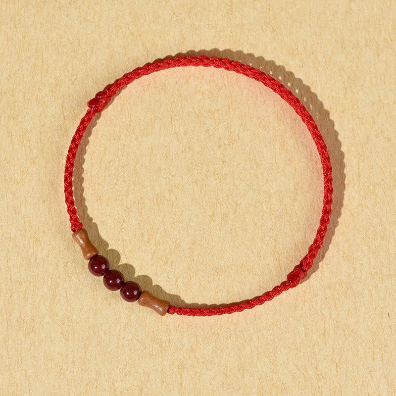 Fortune Jewel Cinnabar Beads Peach Wood Blessing String Bracelet