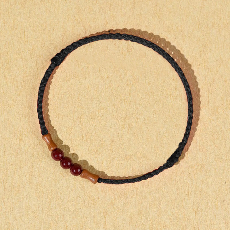 Fortune Jewel Cinnabar Beads Peach Wood Blessing String Bracelet
